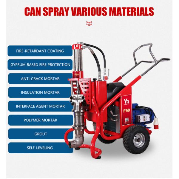 Hydraulic Gasoline Cement Mortar Spray Machine 14HP Fireproofing Spray Machine