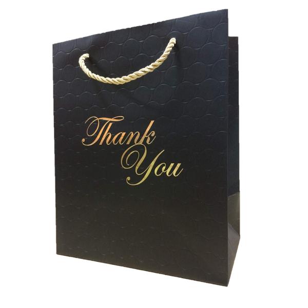 Large Luxury Custom Black Shopping Paper Bags For Gift Packaging Jewelry Clothes Boutique