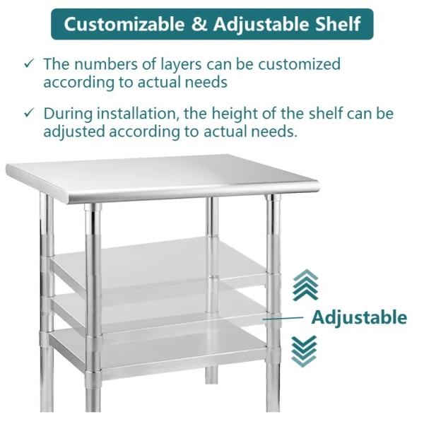 OEM 3-слойный столик из нержавеющей стали с колесами