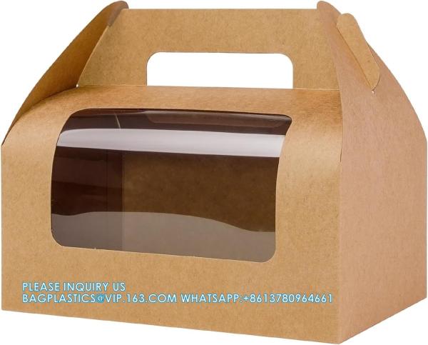 Large Gable Boxes Treat Boxes With Window, Gift Boxes Food-Grade Boxes Food Bakery Boxes For Birthday Wedding