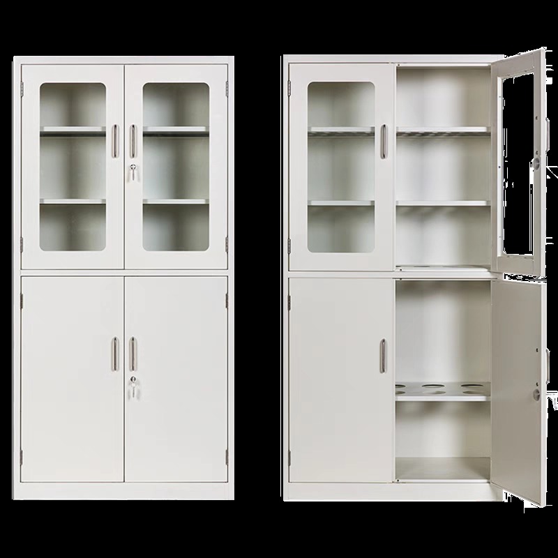 All Steel Medicine Storage Cabinet Heavy Duty Chemical Storage Cupboard With Glass Door