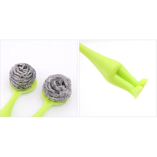 No Peculiar Smell Stainless Steel Scrub , Antibacterial Stainless Steel Scourer With Handle
