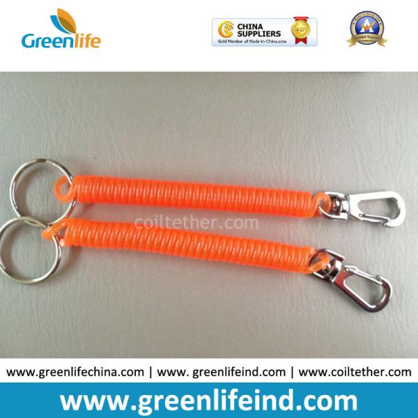 Plastic TPU Spring Key Coil Chain w/25/20mm Key Rings on Two Ends in Red Hot Color