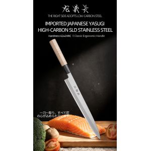 Professional Single Bevel Right-handed Sashimi Knife with Hitachi Yasuki SLD High Carbon Steel and HRC 62±2 Hardness