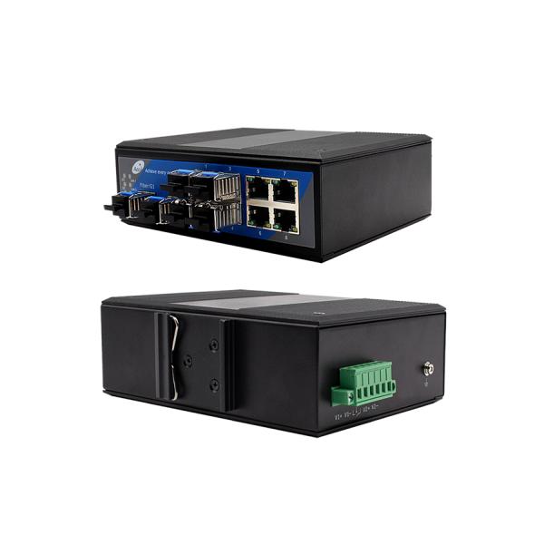 10 Ports Ethernet SFP Fiber Switch with 6 SFP Slots and 4 Ethernet Ports