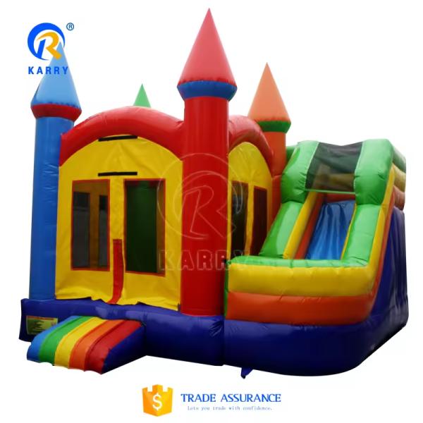Summer Swimming Games Mini Inflatable Castle with Water Slide Blower Combo PVC Material
