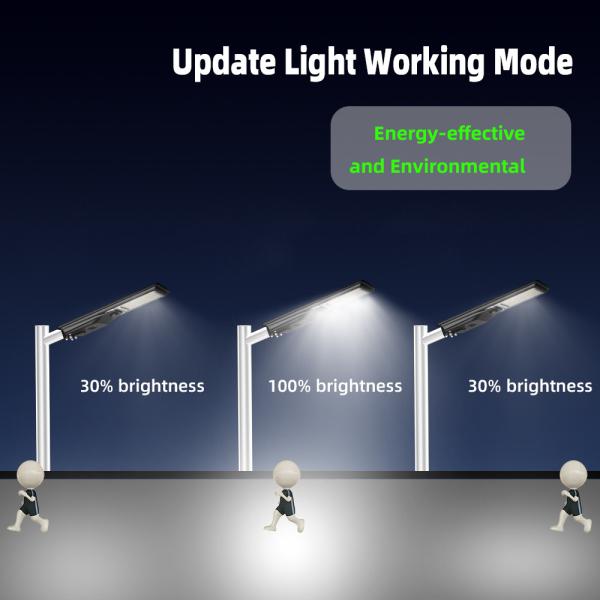 Lâmpada de rua Ip65 Área exterior Iluminação solar à prova d'água 400w Integrado All In One Led Solar Street Light Bateria visível