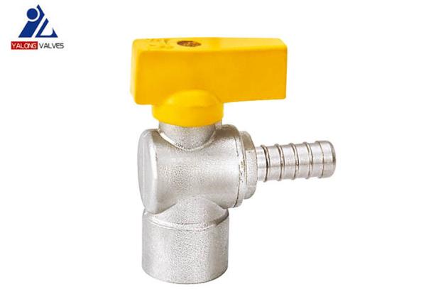 PTFE Female Gas Hose Valve Connector 1.6MPa Yellow Zinc Handle