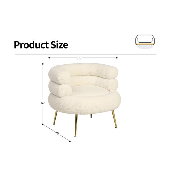 Simples silla de sofá de cabello de cordero con piernas de acero inoxidable perfecta adición a los muebles de la sala de estar de lujo y luz moderna