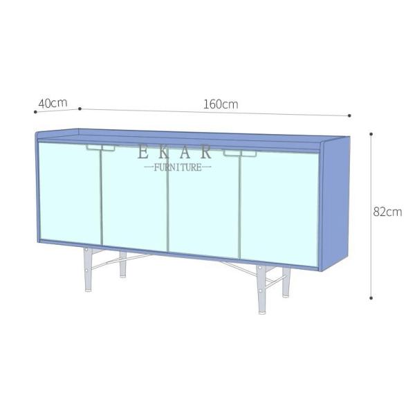Dining Room French Design 4 Door Metal Base Wooden Modern Sideboard