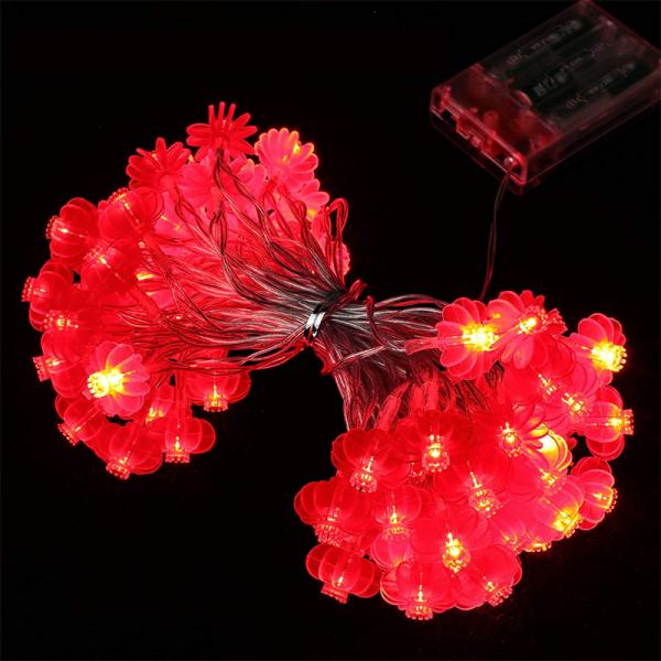 Traditional Knot Red Hanging Lantern LED String Light Battery Operated Party Supplies Lunar Chinese New Year Decorations 2022