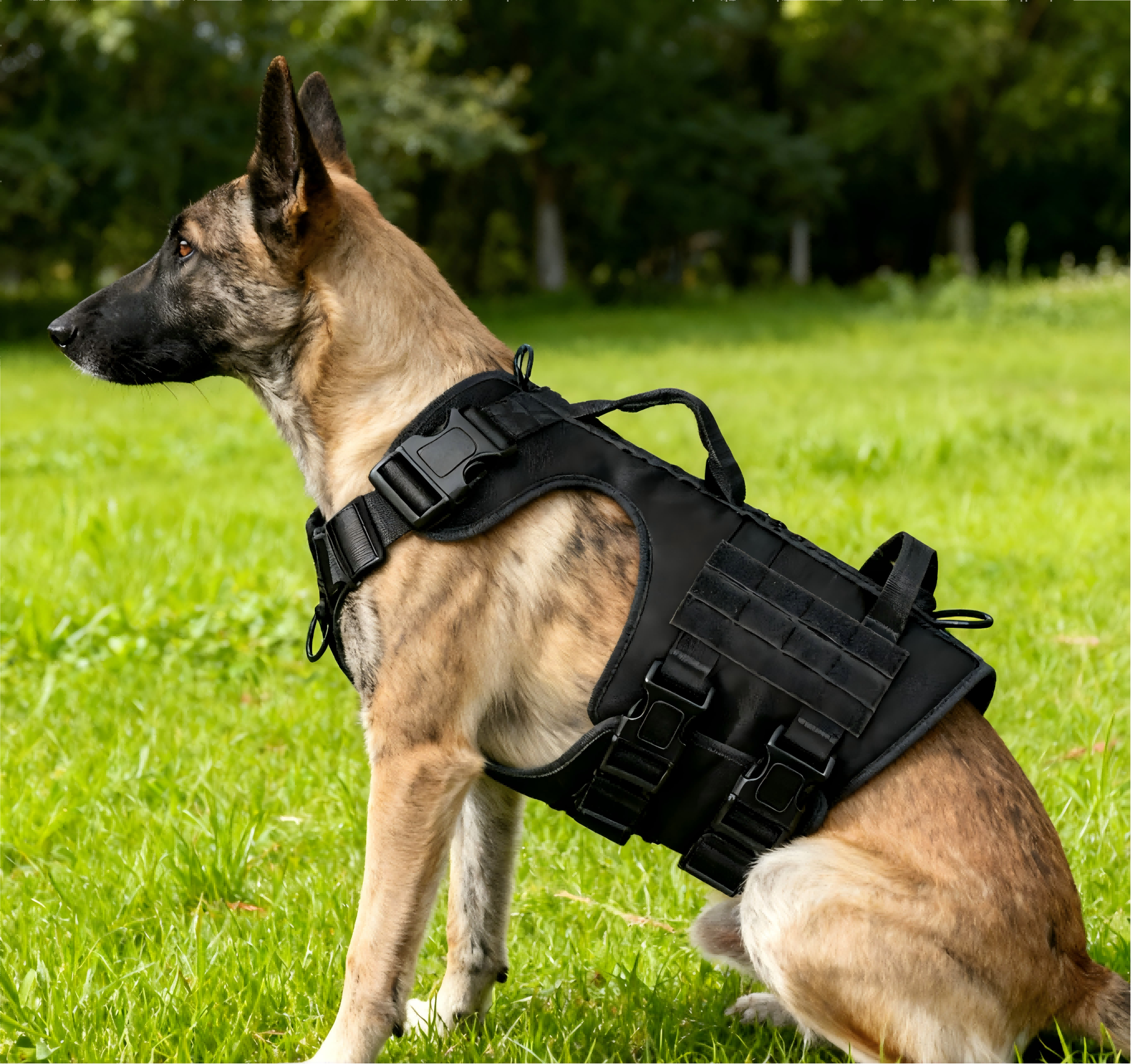 Large Dogs Tactical Dog Harness Solid Pattern 100% Nylon Adjustable Quick Release Breathable