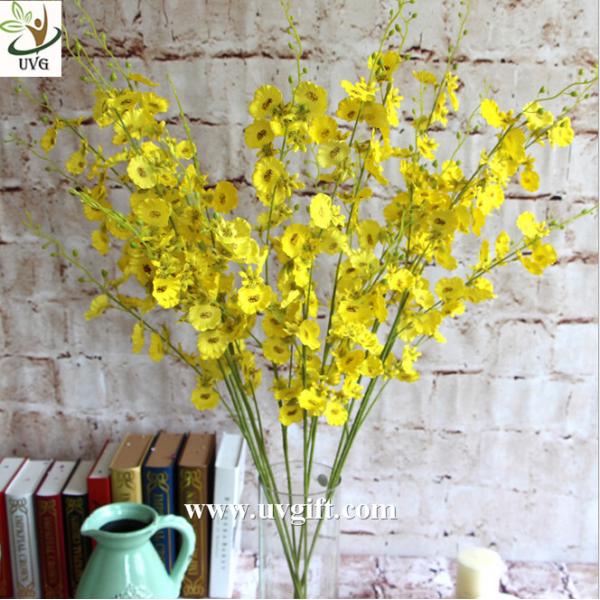 UVG Yellow decorative orchids plastic artificial flower factory for home garden decoration