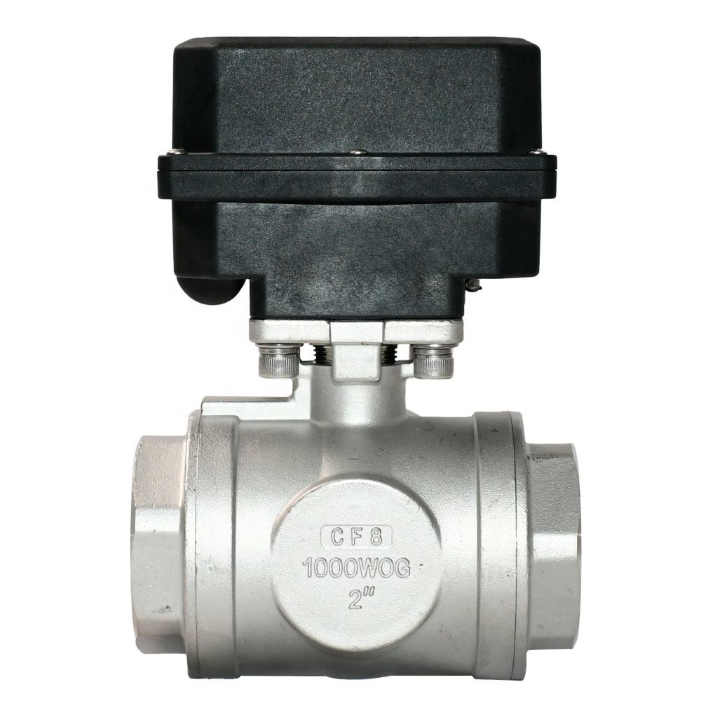 Etrany 3-Way SS304 Electric Actuated Ball Valve 2'' Motorized Ball Valve 12-24V DC / 24V AC110-230V AC Fluid Control Regulation
