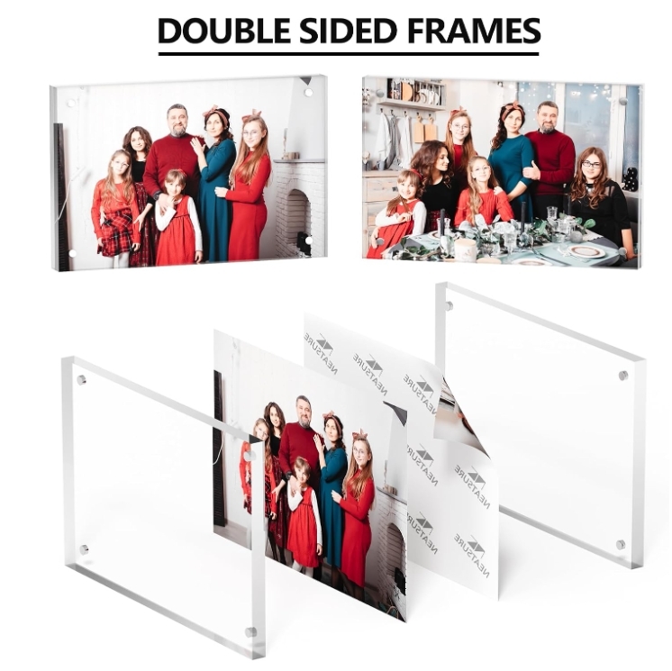 Custom Size Clear Acrylic Magnetic Photo Frame for Desk Top Display