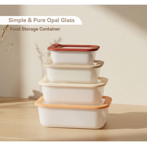 IKOO Opal White Borosilicate Glass Food Storage Containers with Glass Lid