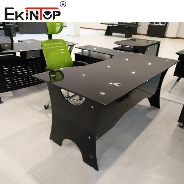 Водоустойчивый современный стол офиса стекла стола прямоугольника черный закаленный стеклянный