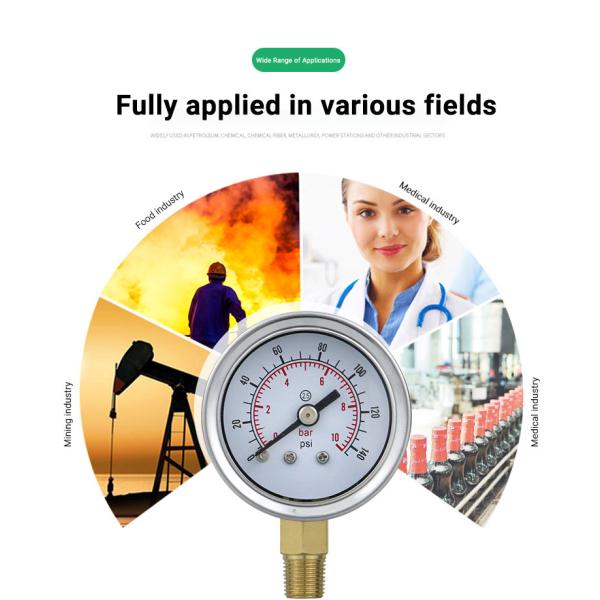 41.5mm Customized OEM Dial 80psi Pressure Gauge with 1/4 or 1/8 Threaded Connection