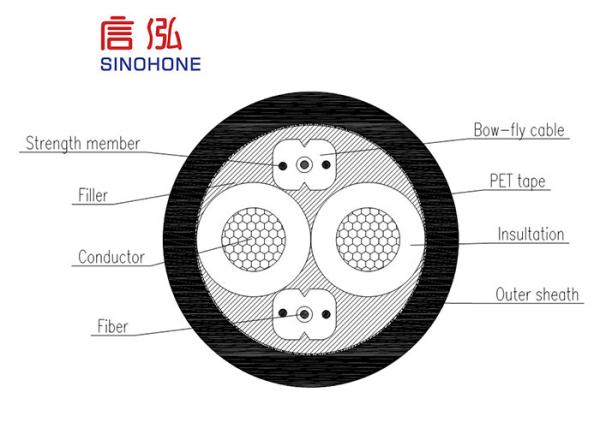 FTTH Fiber And Power Hybrid Fiber Optic Cable G.657A2 Bow Type 300 / 500 V