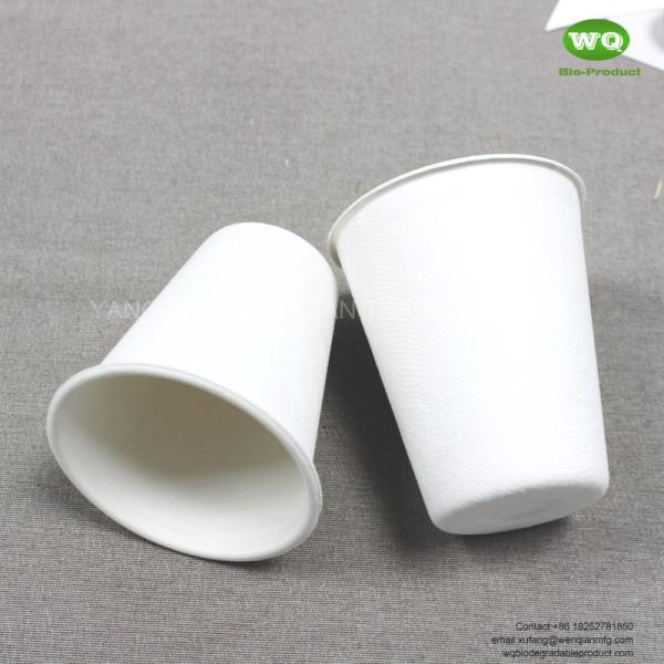 7oz White 100% Nature Plant Fiber Drinking Cup,9oz Bleached Composatable Sugarcane Pulp Coffee Cup-Disposable Hot Cups