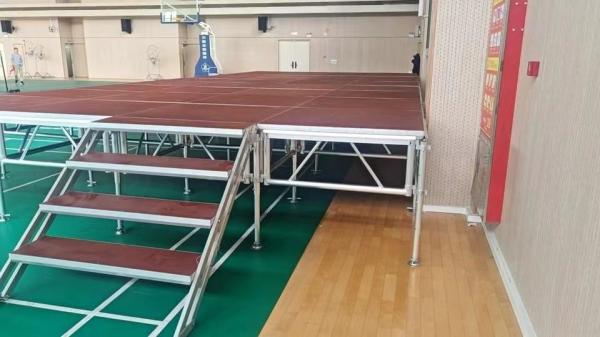 Adjustable Portable Stage Platform Modular System Square Red Finish Aluminum Alloy Stage