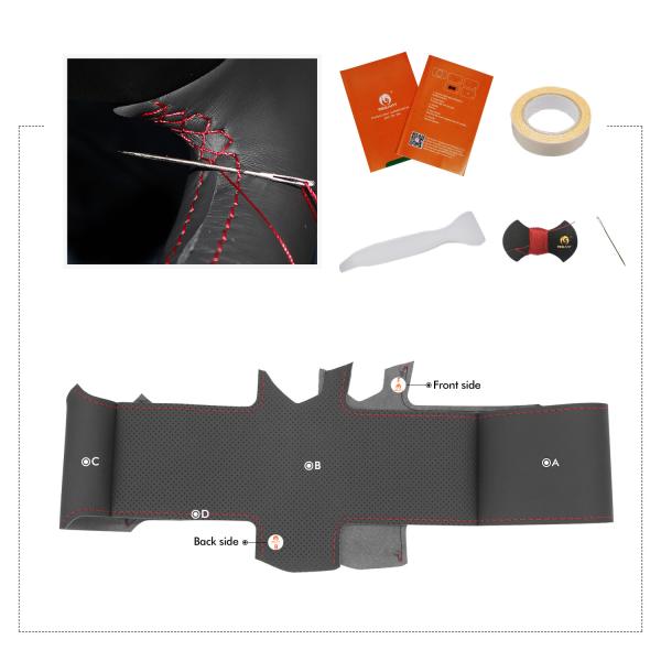 Black Hand Sewing PU Leather Steering Wheel Cover for Mazda BT-50 BT50 2012 2013 2014 2015 2016 2017 2020