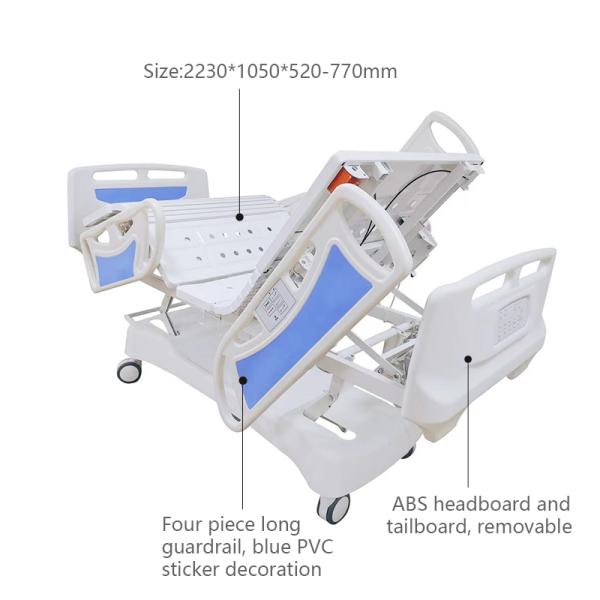 Регулируемая голубая электрическая больничная кровать 770 мм с крышкой