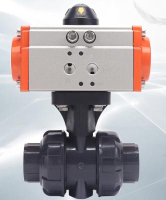 Air Actuated PVC Ball Valve Double Acting actuation  Pneumatically Actuated Direct Acting uPVC True Union Ball Valve