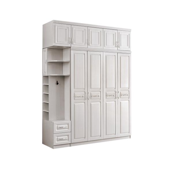 Durable Thick Large Wardrobe With Drawers , ODM Solid Wood White Painted Wardrobe