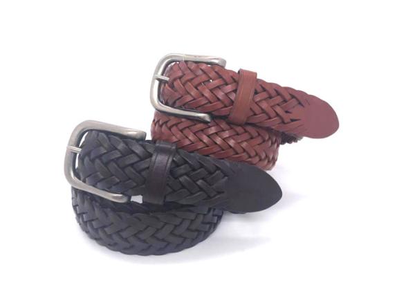 Mens Business Casual Cow Leather Bradied Belt Without Holes