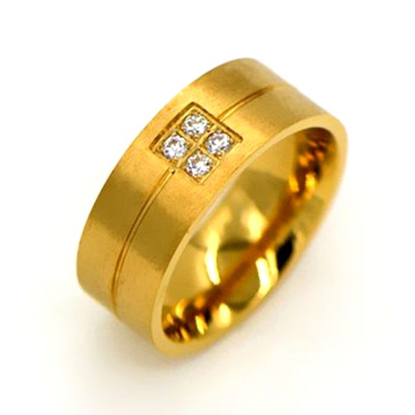 new popular sports leisure men set auger frosted 18 k gold titanium steel ring free shippi