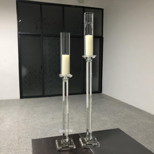 Luxury Crystal Candle Holders Wedding Centerpiece Tall Chimney 90CM
