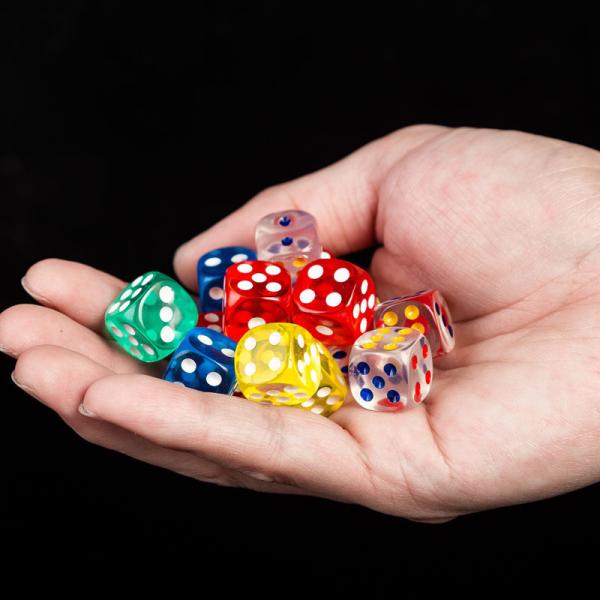 Acrylic Material Transparent Colored Dice 18 / 20MM For Amusement Room