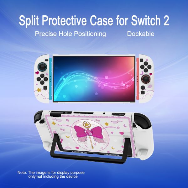 Cream White Split Case for Nintendo Switch 2 & PC - Soft-Tone Cartoon Girl Detachable Protective Shell