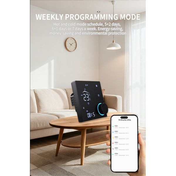 WiFi Knob Thermostat: Voice/App/Weekly Program, Child Lock, 16A