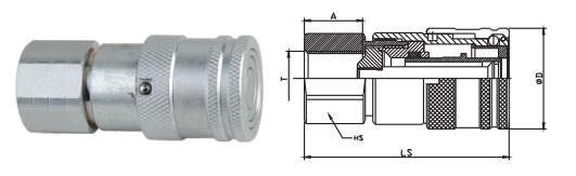 Flat Face Hydraulic High Pressure Quick Coupler With Locking Sleeve 1/4