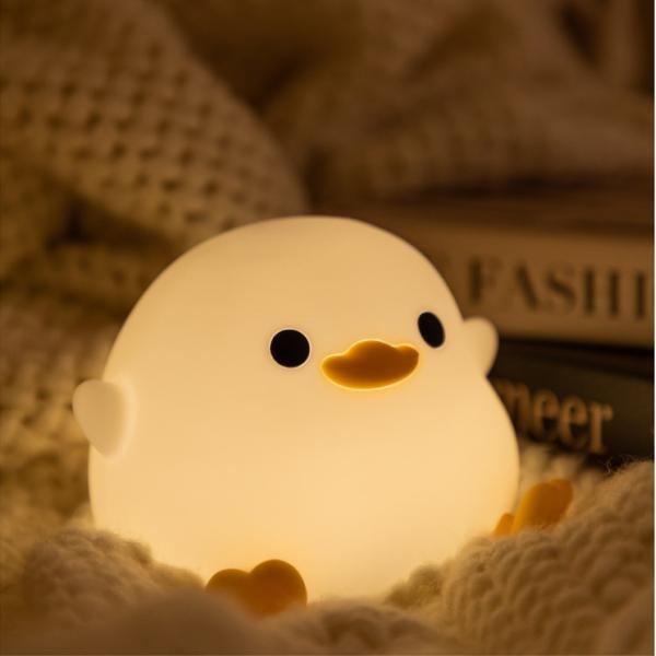 Controle de toque Lâmpada de companheiro de sono de pato de silicone LED para decoração do quarto do bebê