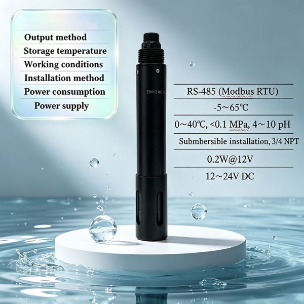 RS485 Ammonia Nitrogen Detector 0-1000mg/L, with Temperature Compensation IP68 Integrated Temperature Transmitter