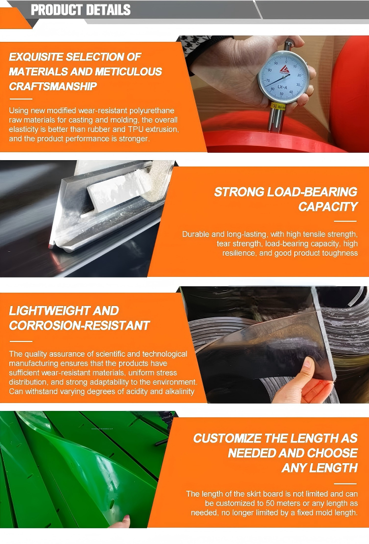 PU Conveyor Skirting Board High Abrasion Resistance Dust Control Aggregate Conveyor Use