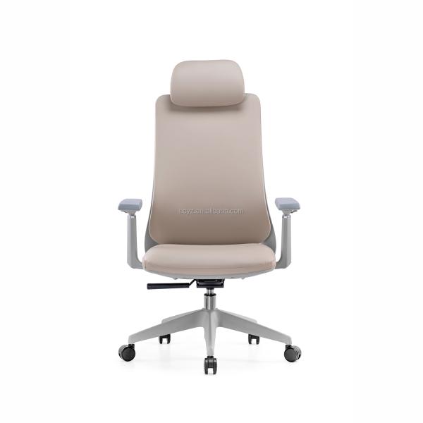 Modern Design Grey Leather Swivel Executive Office Chair with Adjustable Backrest