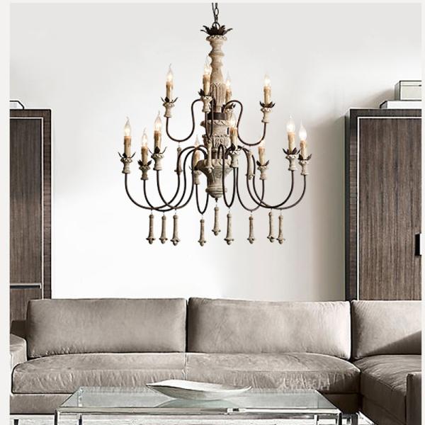 Wood and brushed nickel chandelier for Kitchen Bedroom (WH-CI-55)