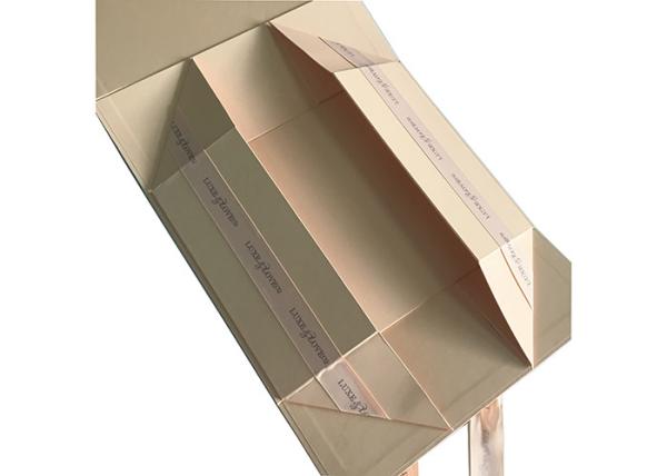 Nude Color Printing Folding Gift Boxes Ribbon Magnet For Wedding Dress