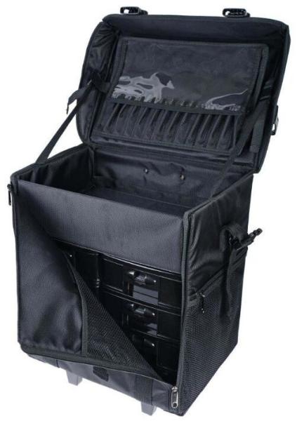 Stackable Adjustable Makeup Soft Trolley Case , Makeup Beauty Trolley Black Color