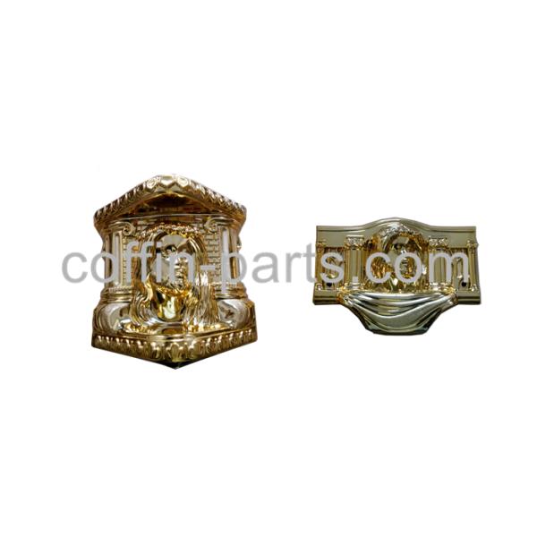 Silver Plastic Coffin Decoratin , Funeral Decorative Parts Of A Casket Christ Model