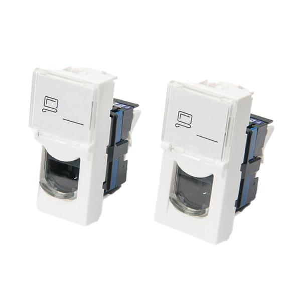 Exact Cables 45*22.5 French Type UTP CAT6 Single Keystone Jack RJ45 FTP Network Module