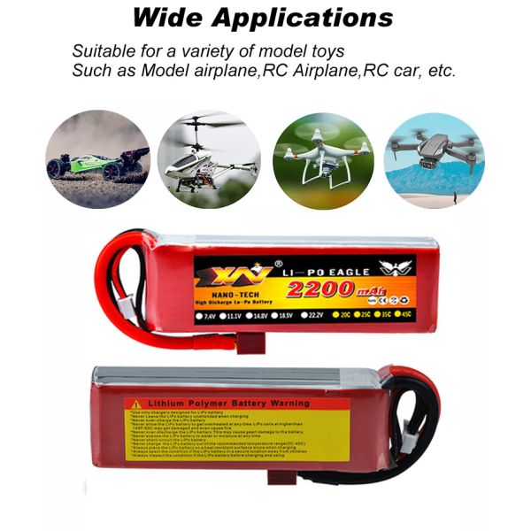 High Capacity 2200mah 35c 4s 14.8v 4s Lithium Polymer Lipo Battery for FPV Rc Helicopter