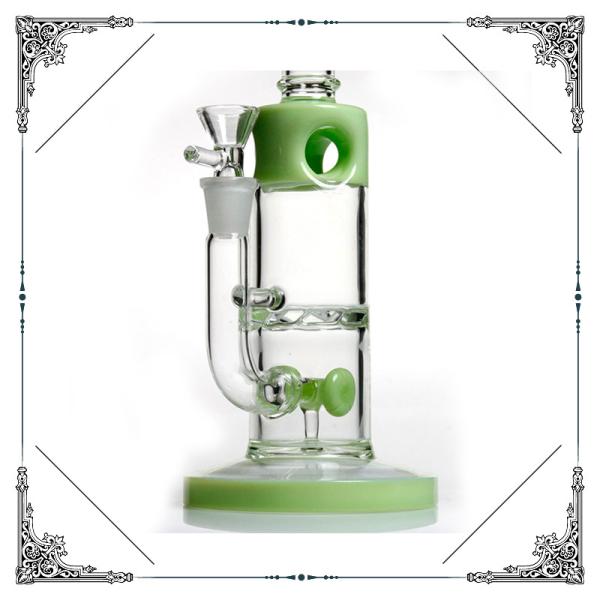 Mini Bong Glass Water Bubbler Tornado Double Showerhead Perc