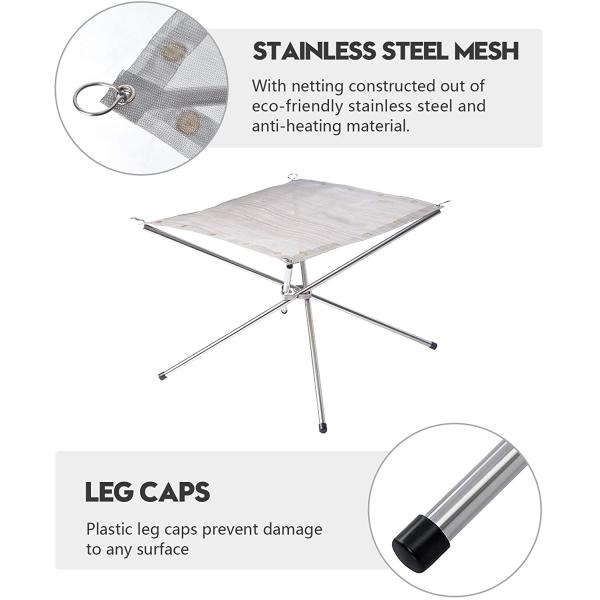 Tabletop Bio Fire Pit Collapsing Steel Mesh Fireplace for Camping Backyard and Garden