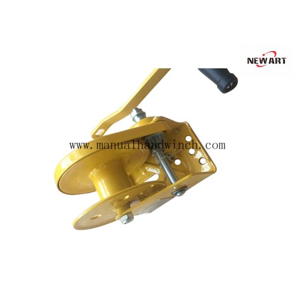 Stainless Steel / Yellow Powder Spur Gear Drum Winches Noiseless Hand Winch With Brake Manual - Capacity: 1200 Lbs