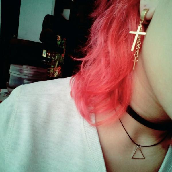 Punk Stainless Steel Stud Earring Men Cross Earring Fashion Tassels Crosses Body Piercing Jewelry Black